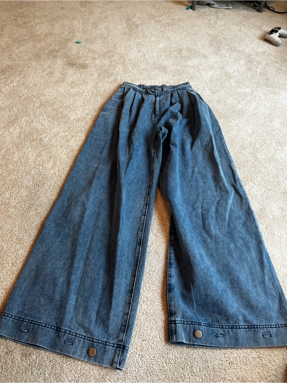 Wide Leg High-Waist Jeans - Dark Blue
